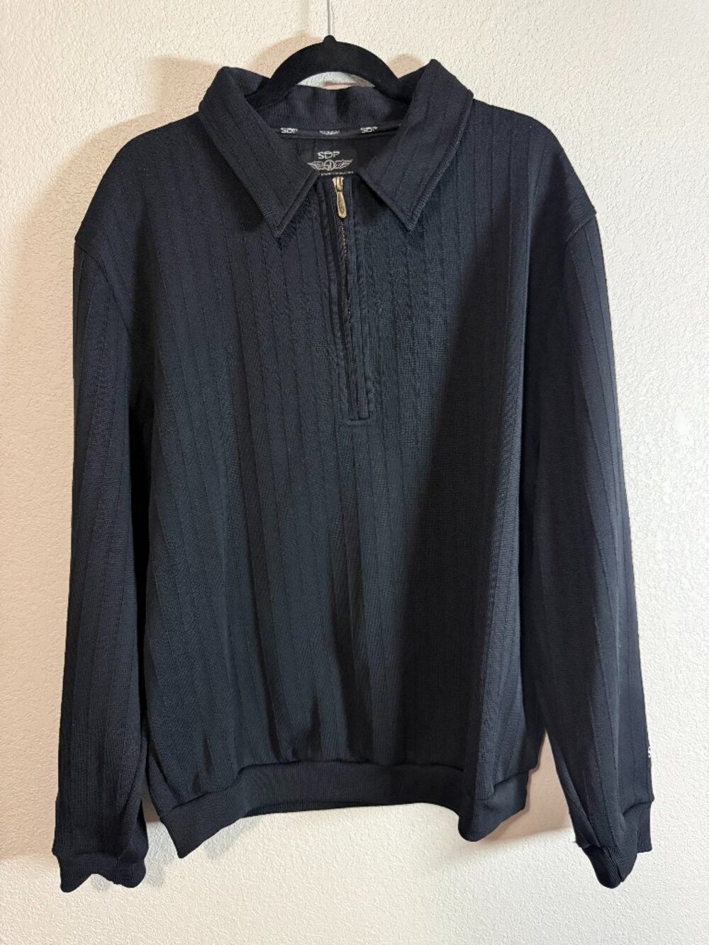 Straight Down SDP Black Ribbed 1/4 Zip Pullover Dreyer's Southwest Size XL